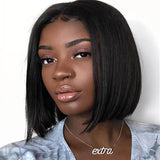 4x4 Short Bob Wigs Lace Closure Wig Human Hair Wigs Straight PrePlucked Hairline 200% Density Brazilian Lace Front Wigs