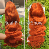 Body Wave Orange Lace Wig Brazilian 4x4 Closure Wigs with Baby Hair Remy Orange Ginger Human Hair Wigs Free Part Pre Plucked