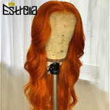 Body Wave Orange Lace Wig Brazilian 4x4 Closure Wigs with Baby Hair Remy Orange Ginger Human Hair Wigs Free Part Pre Plucked