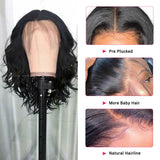 Brazilian Hair Short Bob wig BODY Wave  Human Hair Wigs Bob body Lace Closure Front Human Hair Wavy Natural Wigs For Black Women