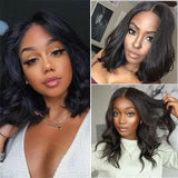 Brazilian Hair Short Bob wig BODY Wave  Human Hair Wigs Bob body Lace Closure Front Human Hair Wavy Natural Wigs For Black Women