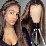 Highlight Wig Human Hair 613  Lace Front Ombre Blonde Brown Wigs Short Bob Straight Brazilian 30 inch Lace Part Wigs