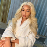 Body Wave Lace Front Wigs  Brazilian Remy Human Hair 613 Blonde Deep Part Wig Pre Plucked With Baby Hair