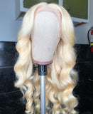 Body Wave Lace Front Wigs  Brazilian Remy Human Hair 613 Blonde Deep Part Wig Pre Plucked With Baby Hair