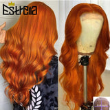 Body Wave Orange Lace Wig Brazilian 4x4 Closure Wigs with Baby Hair Remy Orange Ginger Human Hair Wigs Free Part Pre Plucked