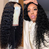 Deep Wave Closure Wig Human Hair Lace Frontal Wigs 180 Lace Front Wig Pre Plucked Bleached Knots Wigs Remy 4x4 Frontal Lace Wig