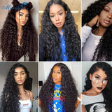 Deep Wave Closure Wig Human Hair Lace Frontal Wigs 180 Lace Front Wig Pre Plucked Bleached Knots Wigs Remy 4x4 Frontal Lace Wig