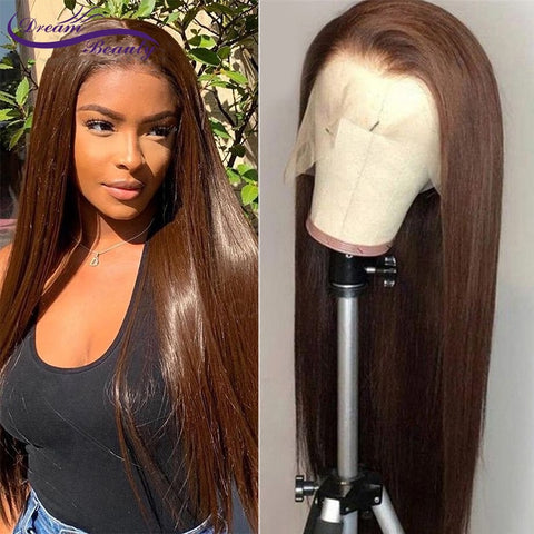 13x6 Lace Front Human Hair Wigs Brazilian Wigs 180% Straight Brown Color Lace Frontal Wigs For Black Women PrePlucked Human Hair