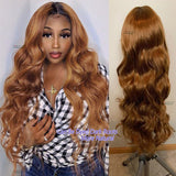 Blonde Highlight Lace Front Human Hair Wigs Body Wave Transparent Lace Front Wigs Peruvian Ginger Orange Part Lace Wigs Remy 180