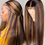 Highlight Wig Human Hair 613  Lace Front Ombre Blonde Brown Wigs Short Bob Straight Brazilian 30 inch Lace Part Wigs