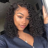 Jerry Curly Short Bob Lace Front Human Hair Wig Pre Plucked For Black Women Glueless 13x4 Deep Wave Frontal Wig Remy