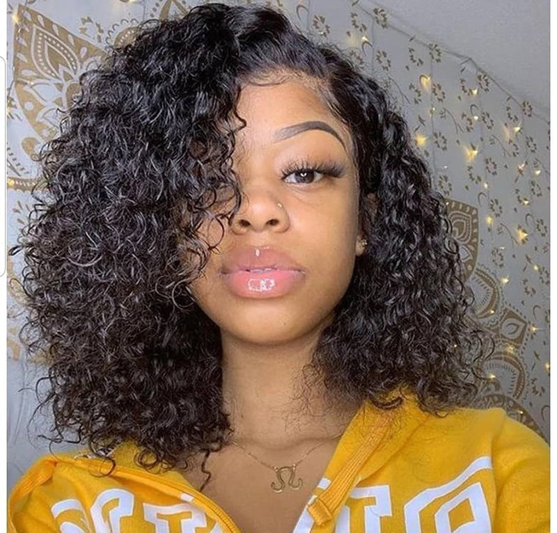 Jerry Curly Short Bob Lace Front Human Hair Wig Pre Plucked For Black Women Glueless 13x4 Deep Wave Frontal Wig Remy