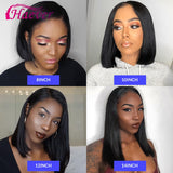 4x4 Short Bob Wigs Lace Closure Wig Human Hair Wigs Straight PrePlucked Hairline 200% Density Brazilian Lace Front Wigs