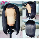 4x4 Short Bob Wigs Lace Closure Wig Human Hair Wigs Straight PrePlucked Hairline 200% Density Brazilian Lace Front Wigs