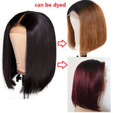 4x4 Short Bob Wigs Lace Closure Wig Human Hair Wigs Straight PrePlucked Hairline 200% Density Brazilian Lace Front Wigs