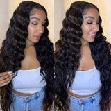 Loose Deep Wave Lace Front Wig For Black Women 180% 4x4 Lace Closure Wig  Human Hair Wigs Brazilian Transparent Lace Wigs