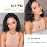 Kinky Curly Lace Front Wigs For Women Short Bob Wig Pre Plucked Malaysian Curly Human Hair 4x4 Lace Closure Wigs