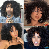 Afro Kinky Curly Short Bob Wigs Human Hair with Bangs