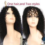 Afro Kinky Curly Short Bob Wigs Human Hair with Bangs