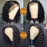 Brazilian 13x4 Lace Front Human Hair Wigs Pre Plucked With Baby Hair Deep Wave 150% Short  Water Curly Bob Wigs For Women