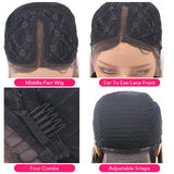 Peruvian Kinky Curly Lace Front Part Human Hair Wigs 13x1 T-part Lace Hair Wigs with Baby Hair Pre Plucked Remy Hair Lace Wigs