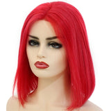 Short Colored Bob Cut Human Hair  Wig  Machine Made Wig Cosplay For Black Women