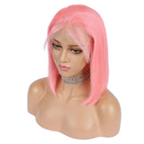 Short Colored Bob Cut Human Hair  Wig  Machine Made Wig Cosplay For Black Women