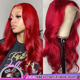 13x4 Lace Front Human Hair Wigs 99J/Burgundy RedWine Pre Plucked Body Wave Lace Wigs 150% Density Brazilian Remy Hair Wig