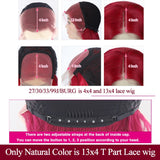 13x4 Lace Front Human Hair Wigs 99J/Burgundy RedWine Pre Plucked Body Wave Lace Wigs 150% Density Brazilian Remy Hair Wig