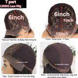 Highlight Wavy13x6 Lace Front Human Hair Wigs 8''-24'' Brazilian With Baby Hair 180% Density Non-Remy Wigs Medium Ratio