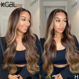 Highlight Wavy13x6 Lace Front Human Hair Wigs 8''-24'' Brazilian With Baby Hair 180% Density Non-Remy Wigs Medium Ratio