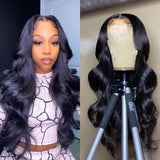 Highlight Wavy13x6 Lace Front Human Hair Wigs 8''-24'' Brazilian With Baby Hair 180% Density Non-Remy Wigs Medium Ratio