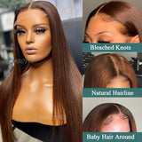 Honey Brown Wig Colored Human Hair Wigs Straight Lace Front Wig 13x4 Frontal Wig For Women Brazilian Remy Closure Wig Prepluck