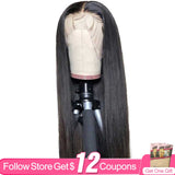 Glueless 13x4 HD Lace Front Wig For Black Women Brazilian Straight Natural Human Hair Closure Wigs Remy 1B