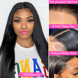 Glueless 13x4 HD Lace Front Wig For Black Women Brazilian Straight Natural Human Hair Closure Wigs Remy 1B