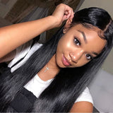 Glueless 13x4 HD Lace Front Wig For Black Women Brazilian Straight Natural Human Hair Closure Wigs Remy 1B