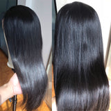 Glueless 13x4 HD Lace Front Wig For Black Women Brazilian Straight Natural Human Hair Closure Wigs Remy 1B