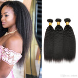 Parksonhair Kinky Straight Human Hair 3 Bundles With 4*4 Lace Closure