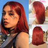 99J Burgundy Colored Bob Wig Human Hair 13x4 Lace Front Wigs Straight Bob Wine Red Brazilian Remy Hair Pre Plucked with Baby Hair for Black Women